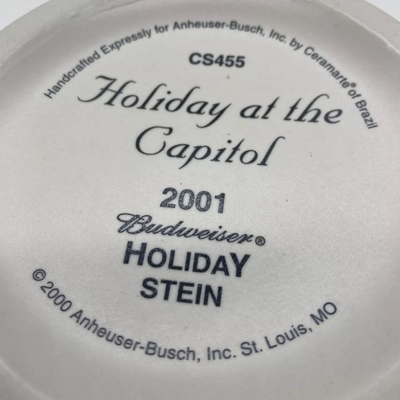 2001 Budweiser Clydesdale "Holiday at the Capitol" Christmas Stein - Picture 13 of 16